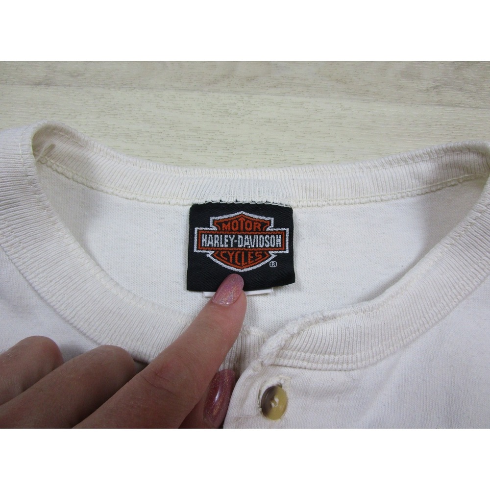 Vintage Y2K Harley Davidson Long Sleeve Henley Shirt (XL) Biker South Carolina - Picture 7 of 14